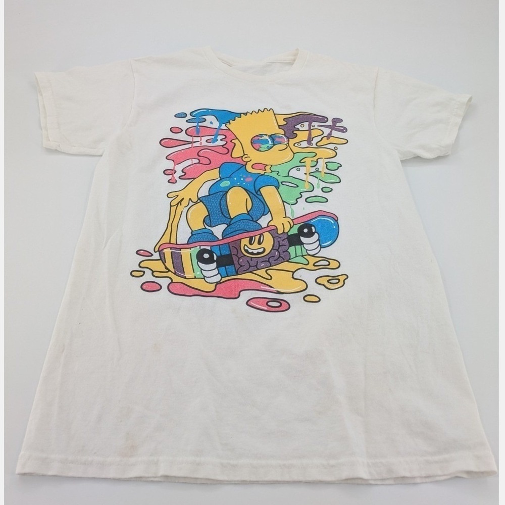The Simpsons x Takashi Murakami T-Shirt Small White Splash‎ Skateboarding Bart